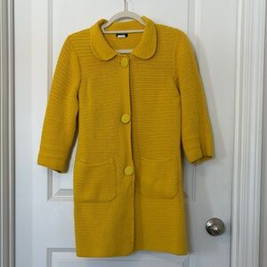J. Crew Yellow Handknit Cotton Sweater Coat “coatigan”